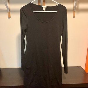 Long Sleeve Black Basic Dress